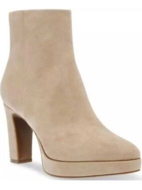 Anne Klein Taupe Suede Platform Ankle Boot